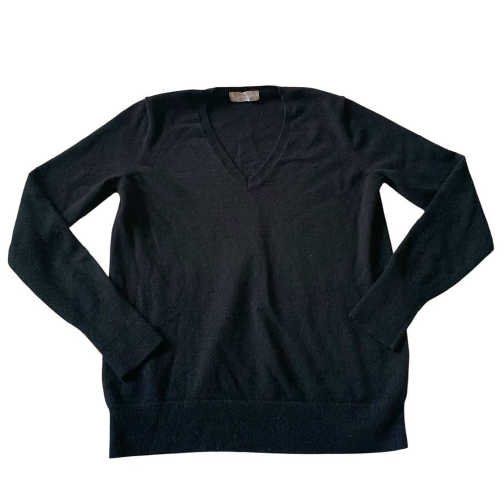 Everlane V-Neck Sweater Women Medium Black 100% Cashmere Minimalist Quiet Luxury